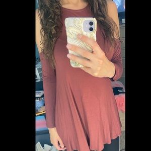 Charlotte Russe long sleeve cold shoulder mock top